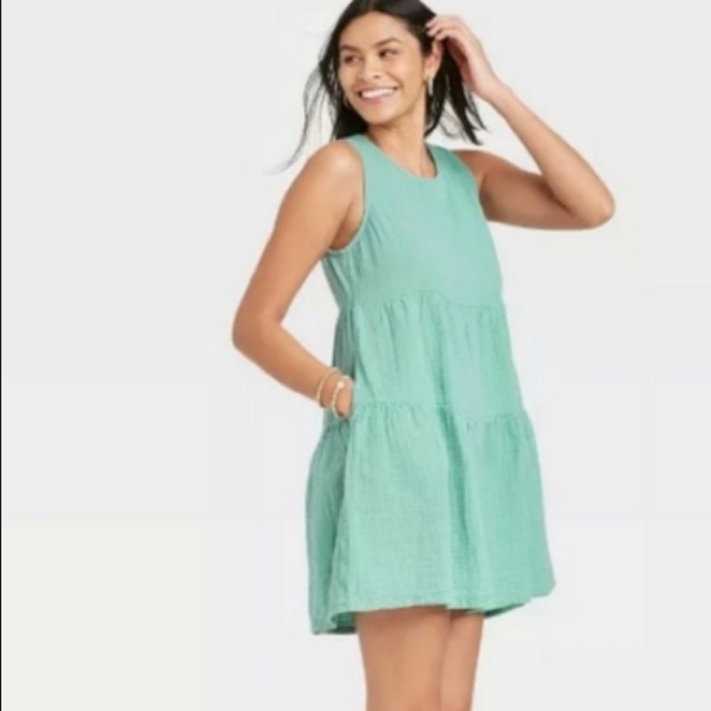 Universal thread Mint gauze tiered dress